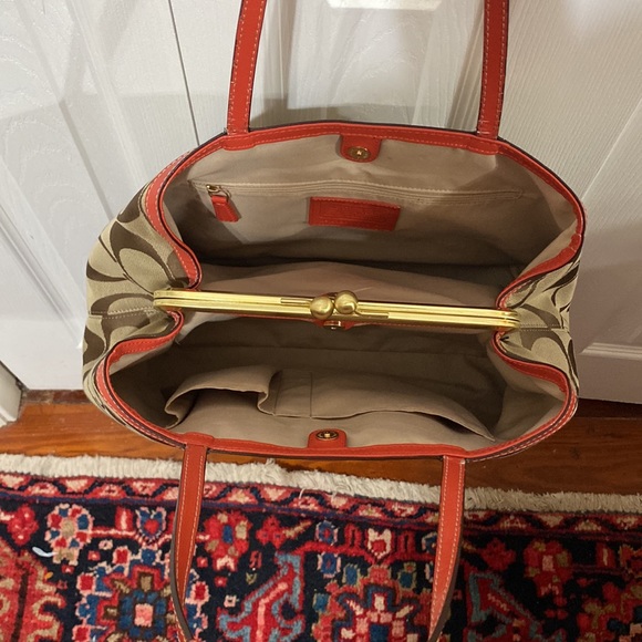 Red & Tan Coach Purse - Picture 14 of 15